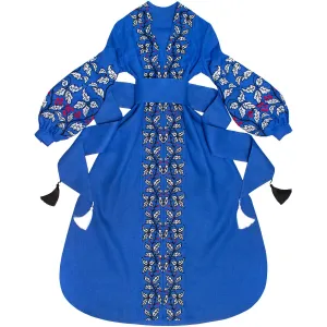 Blue Boho style Kaftan with grapes