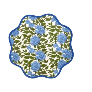 Blue Botanical Round scalloped Placemats