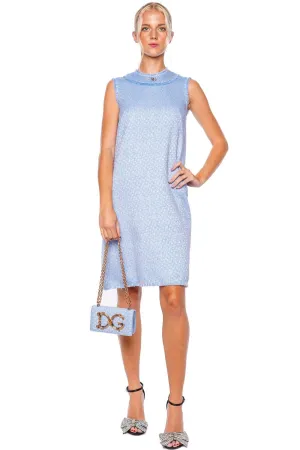 Blue Tweed Sleeveless Mini Dress