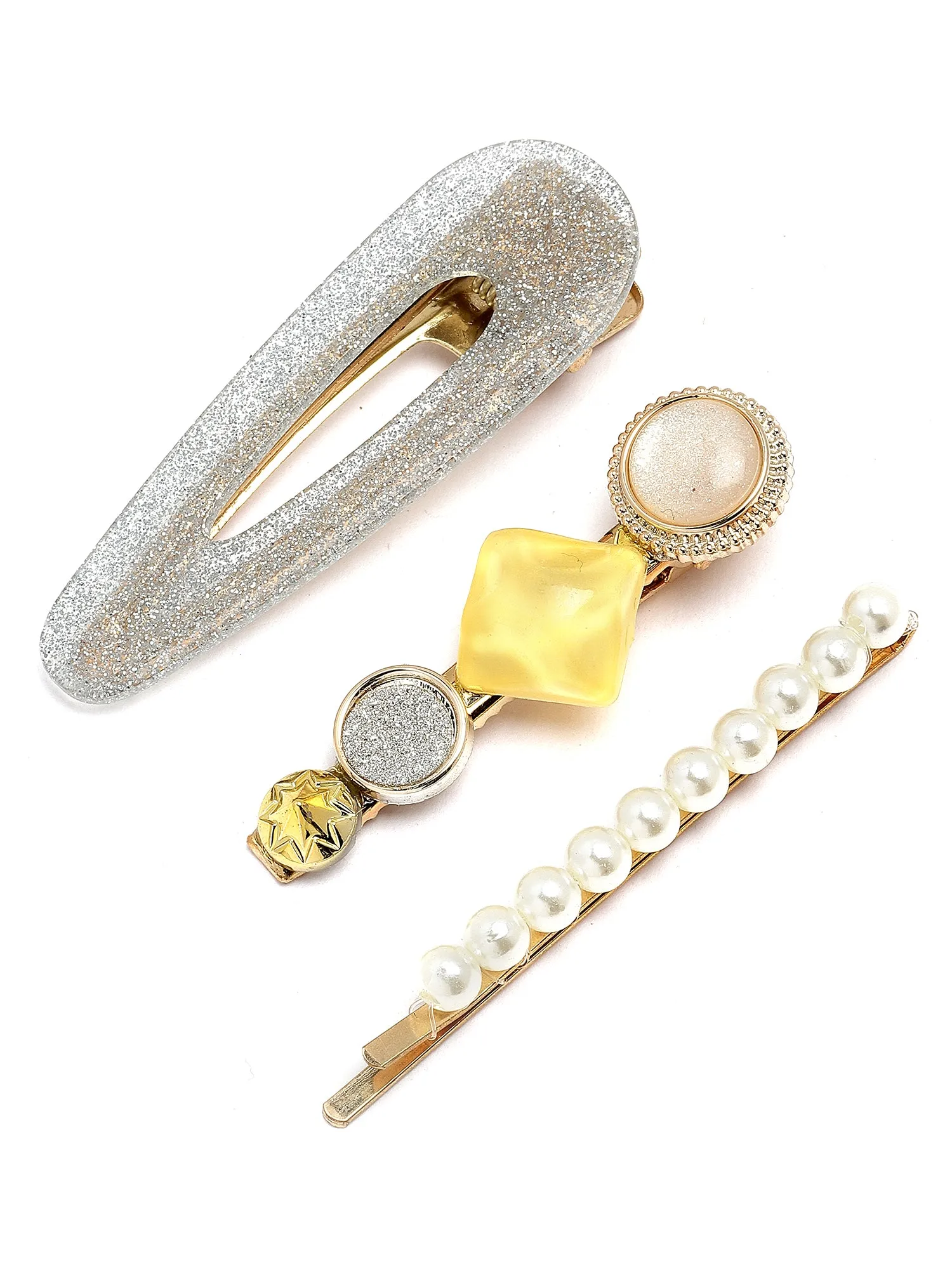 Bohey by KARATCART Set of 3 Multicolor Hair Clips for Women
