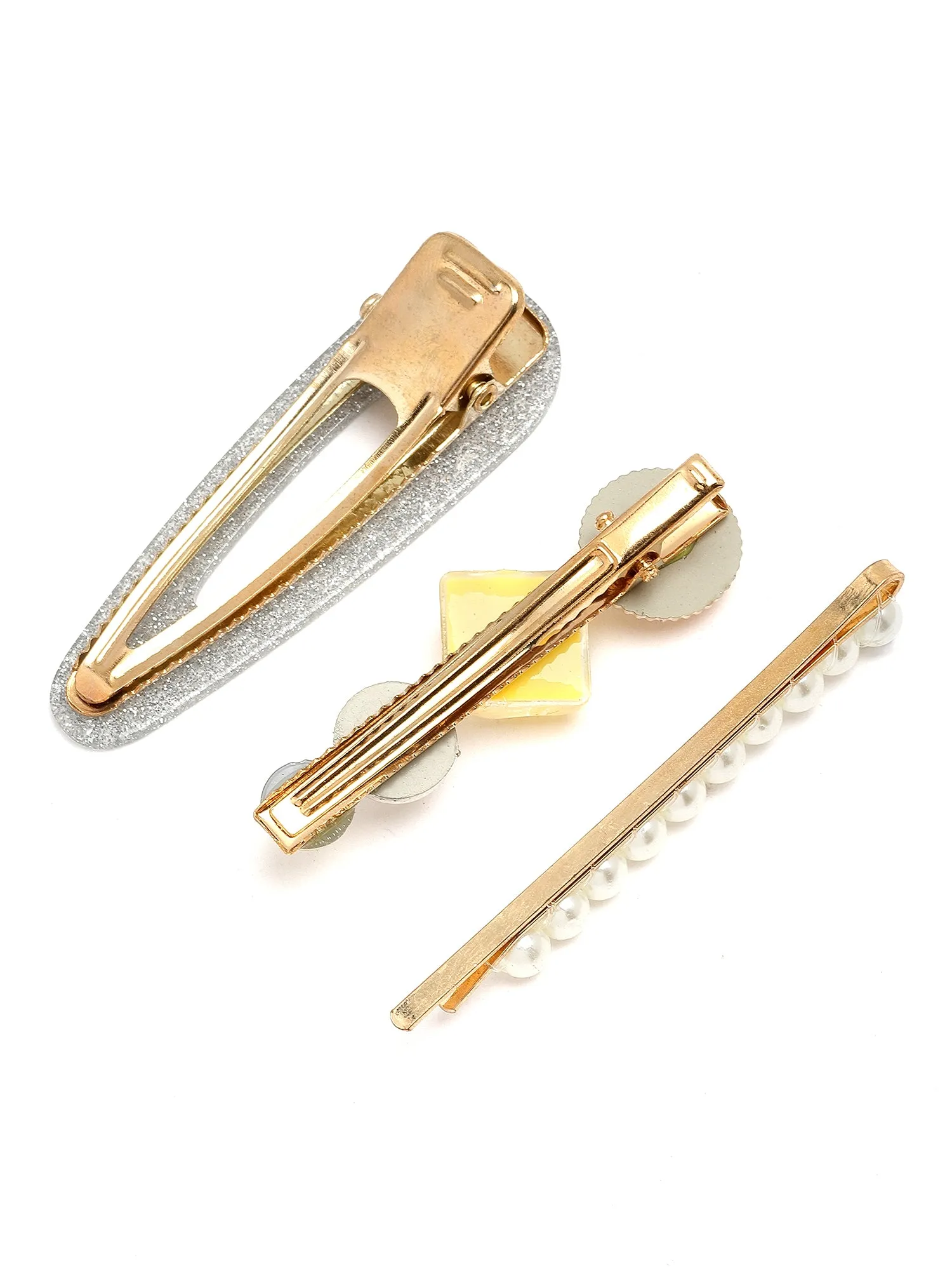 Bohey by KARATCART Set of 3 Multicolor Hair Clips for Women