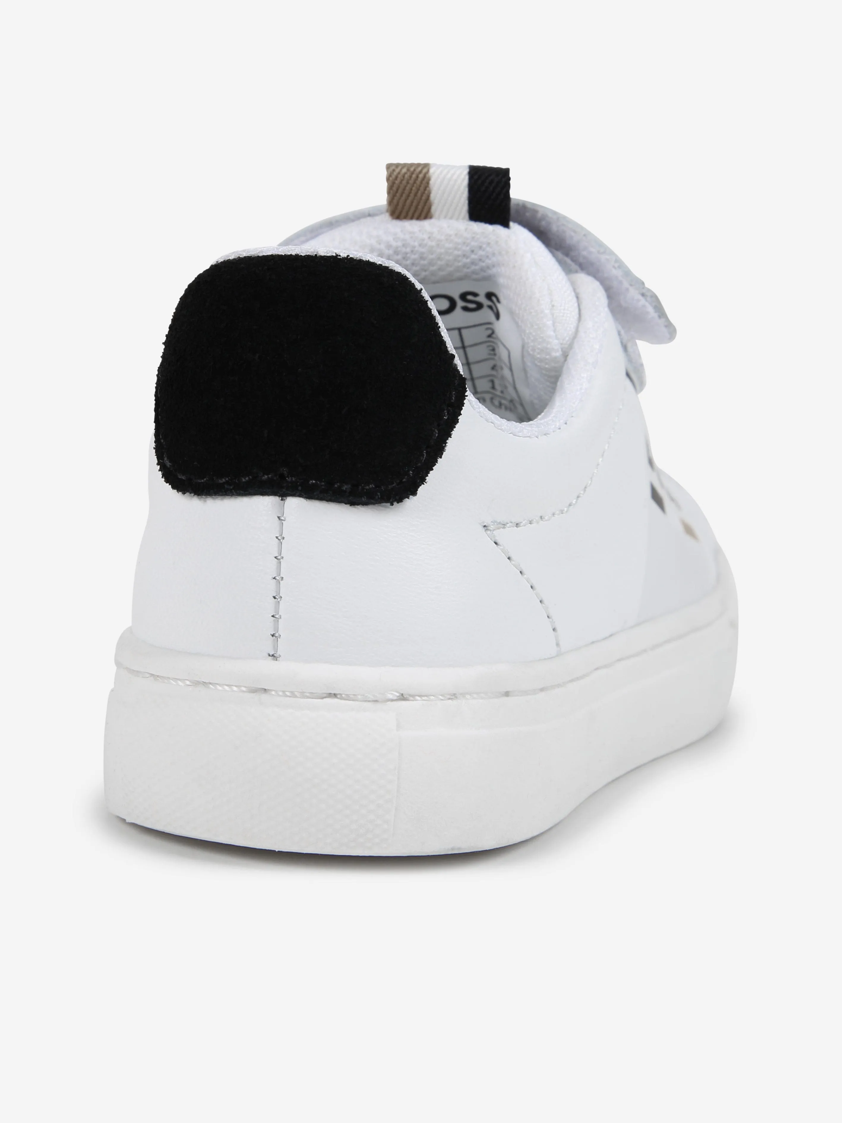 BOSS Boys Leather Logo Trainers in White