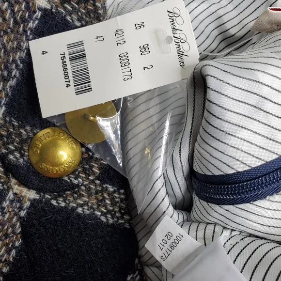 Brooks Brothers Navy Windowpane Wool Boucle Skirt