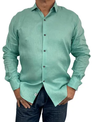Byron Bay Sea Green Linen L/S Shirt