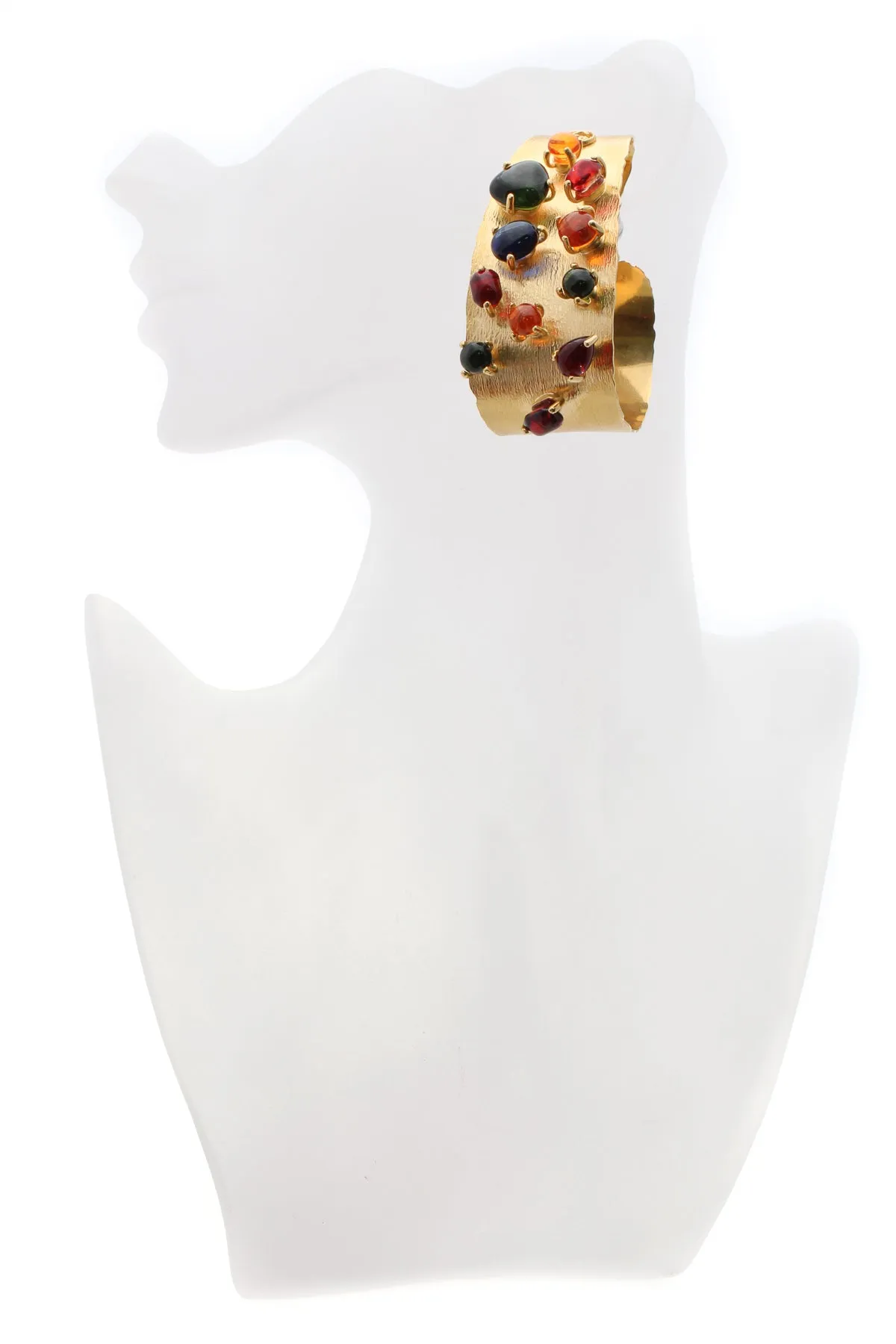 Cabochon Stone Hoop Clip-On Earrings