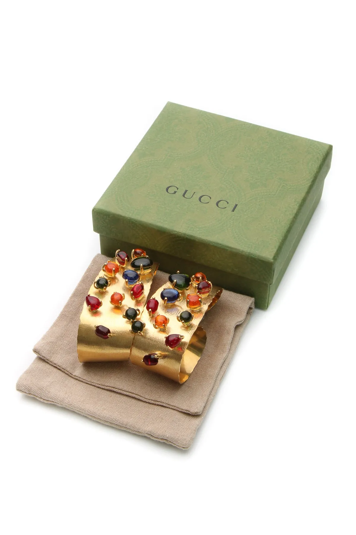 Cabochon Stone Hoop Clip-On Earrings