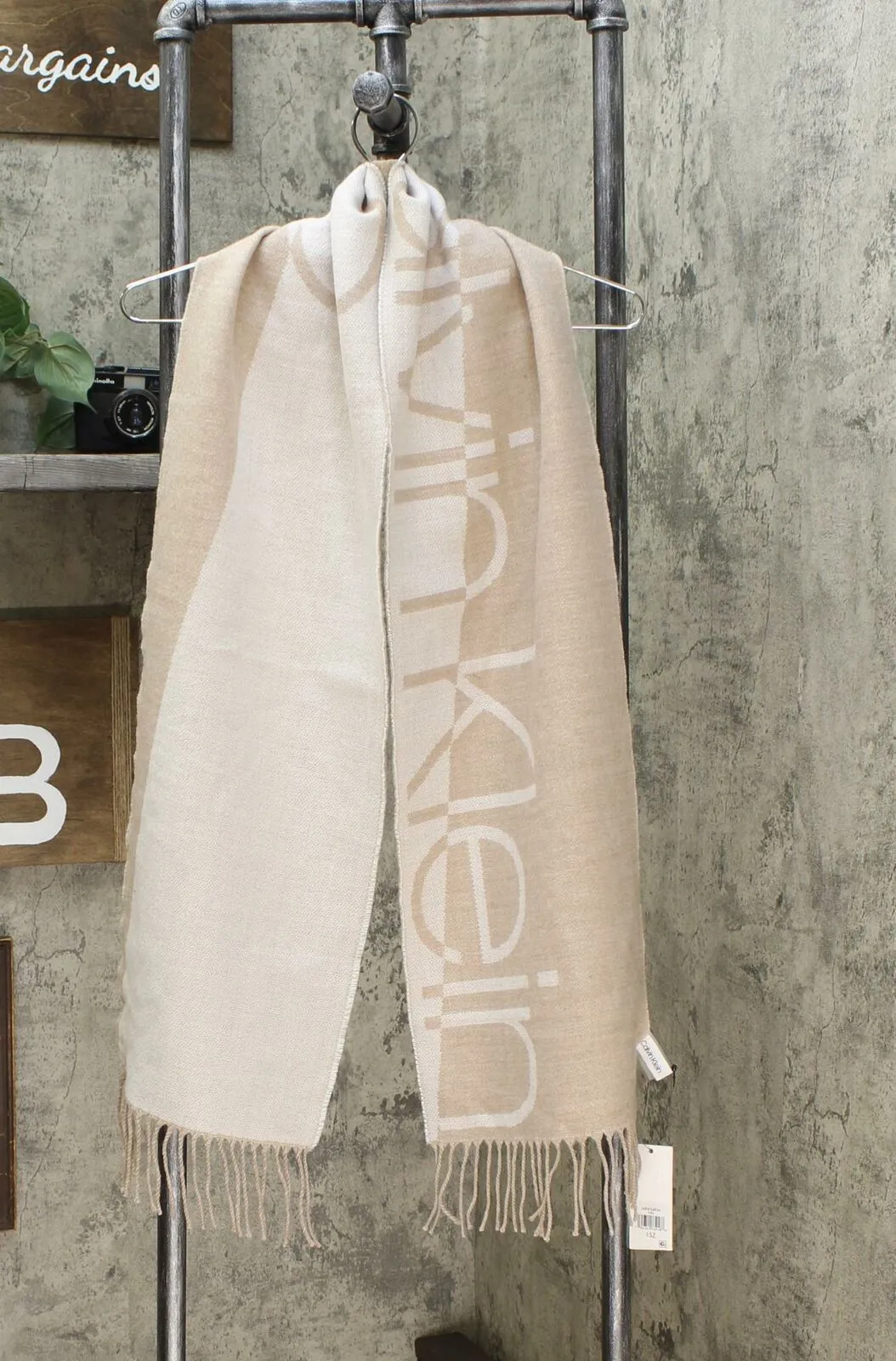Calvin Klein Women's Colorblocked Logo Woven Rectangle Scarf