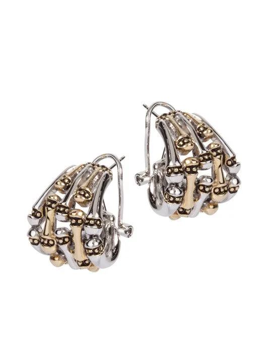 Canias Collection Five Row Omega Clip Earrings