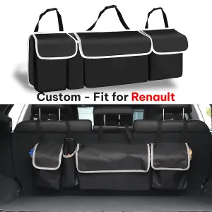 Car Trunk Hanging Organizer Fit Your Car, Thick Backseat Trunk Storage Bag with 4 Pockets and 3 Adjustable Shoulder Straps, Foldable Car Trunk Interior Accessories Releases Your Trunk Space, Free Trunk Floor