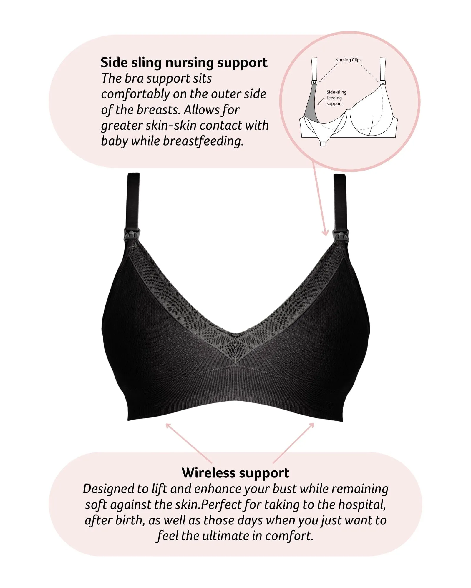 Caress Bamboo Nursing Bra - Black Busty