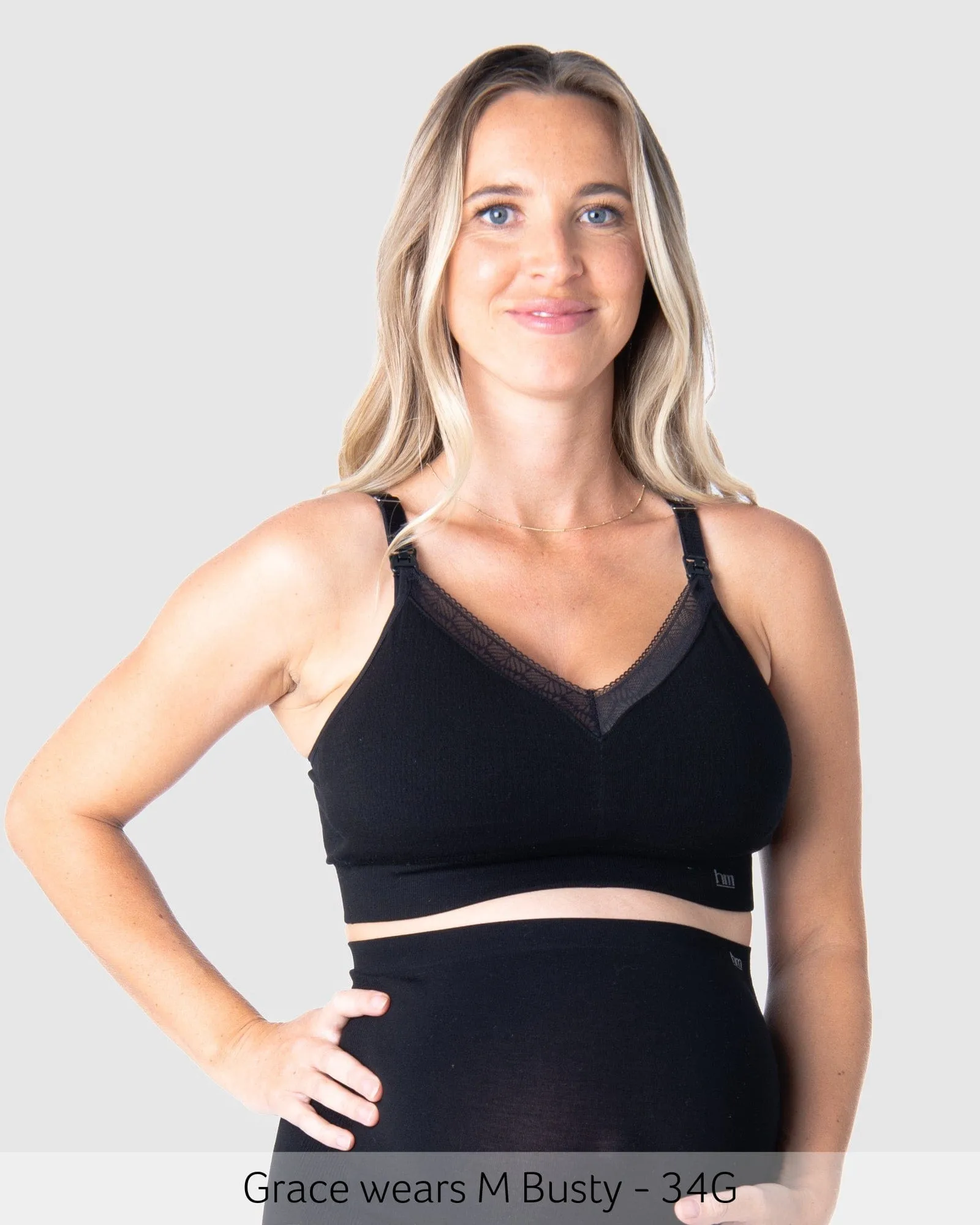 Caress Bamboo Nursing Bra - Black Busty