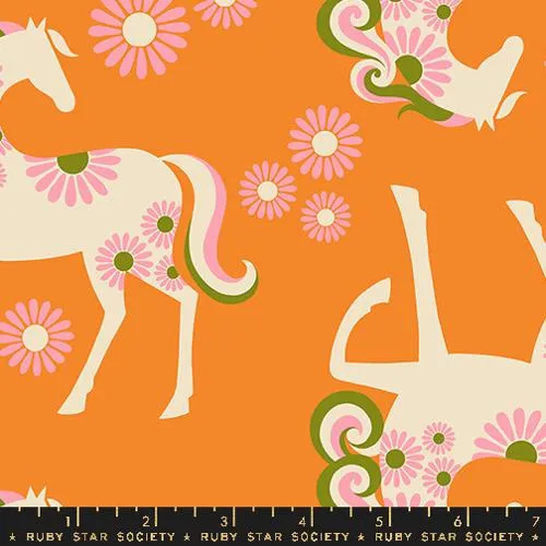 Carousel Horse Canvas in Burnt Orange --- Carousel by Melody Miller--  Ruby Star Society -- Moda Fabrics