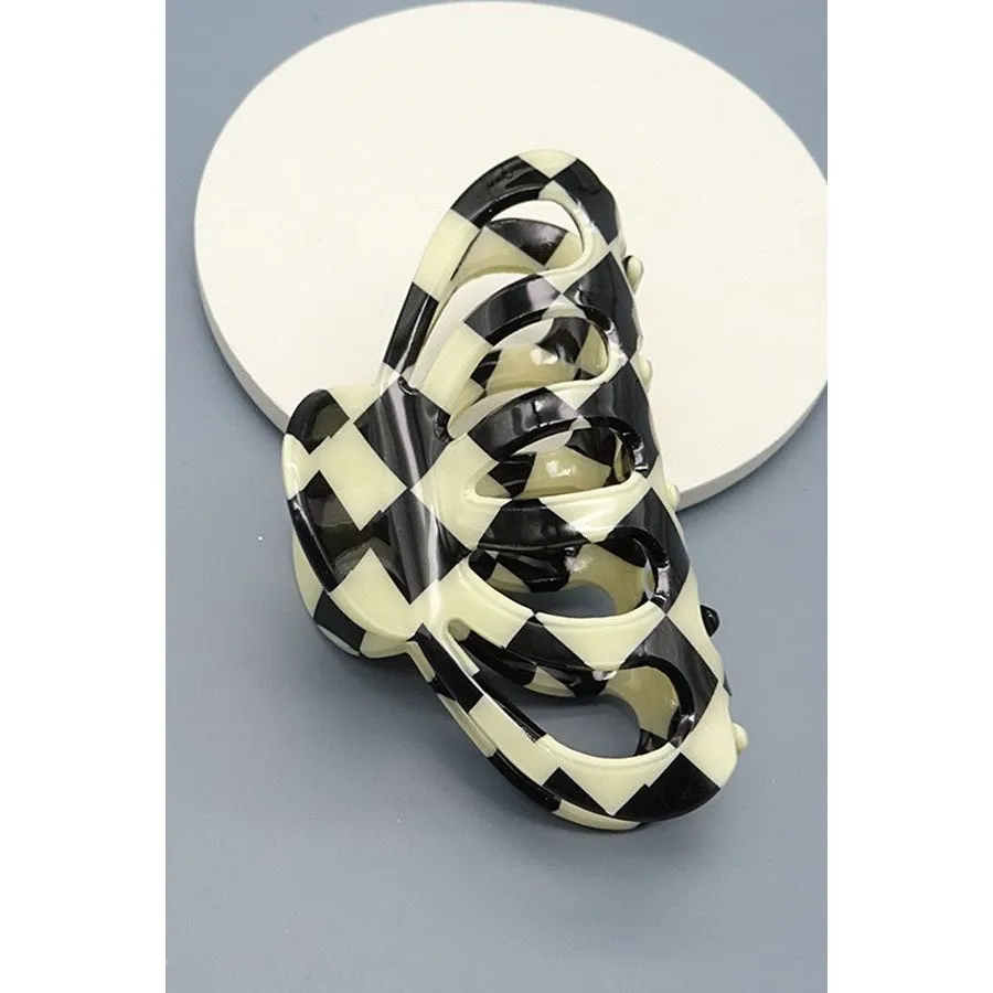 Cellulose Checkered Claw Hair Clip