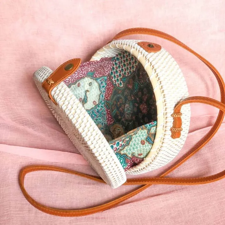 Chakra Red White Round Sling  Bag