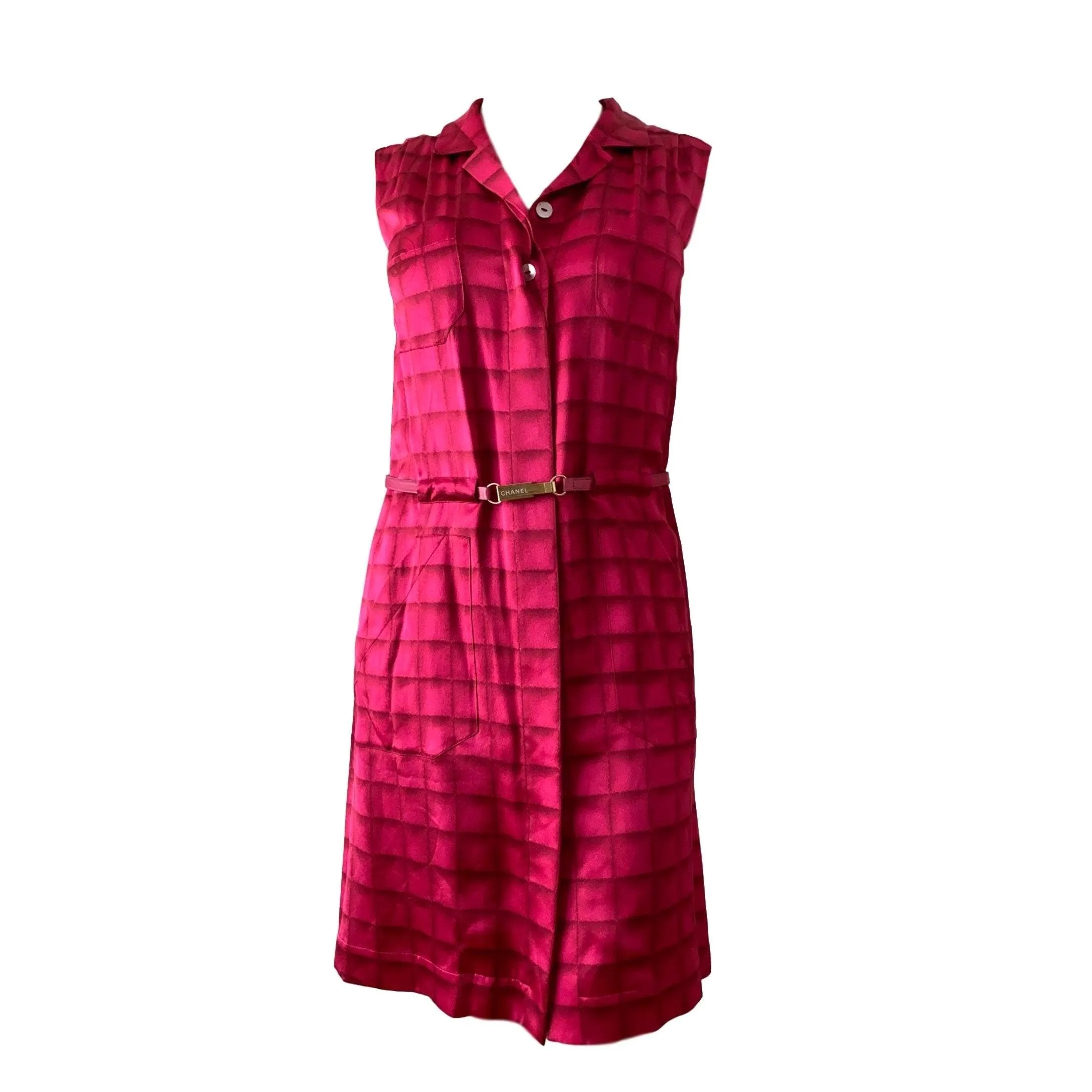 Chanel Dark Pink Silk Logo Dress