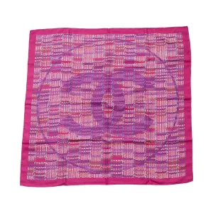 Chanel Purple Silk Logo Pattern Scarf