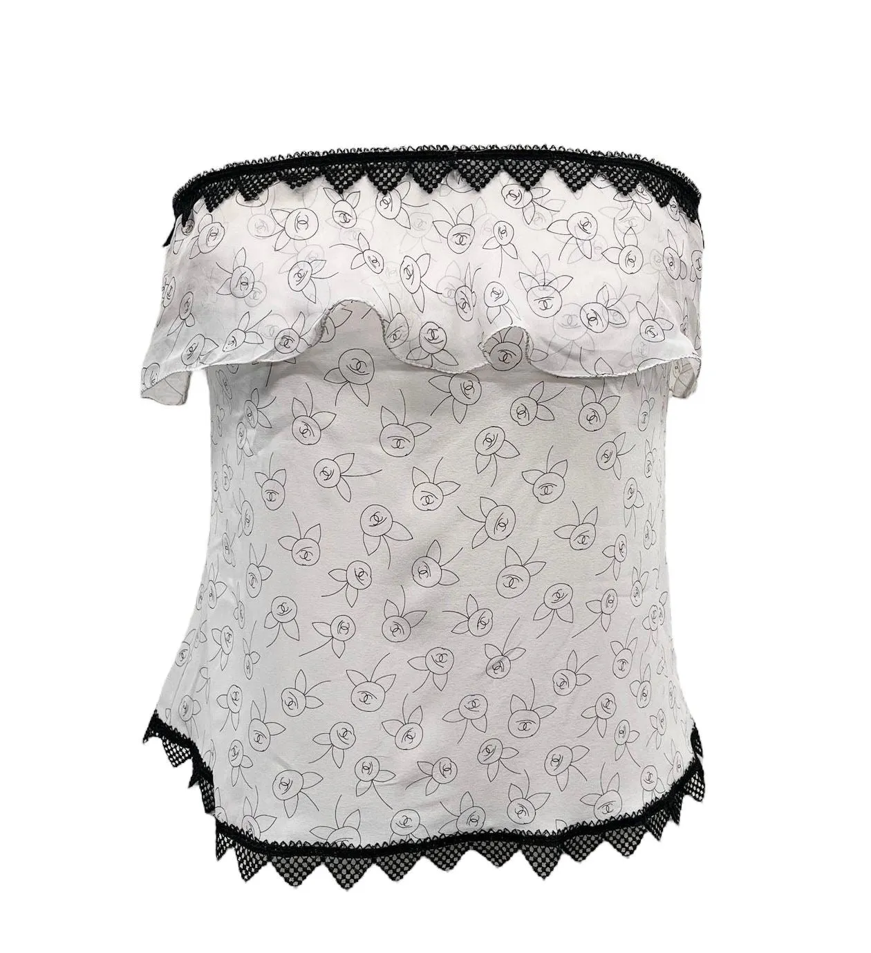 Chanel Silk Floral Logo Tube Top