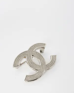 Chanel Silver CC Metal Chain Logo Brooch