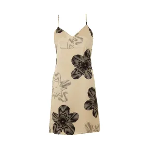 Chanel White Floral Logo Silk Dress
