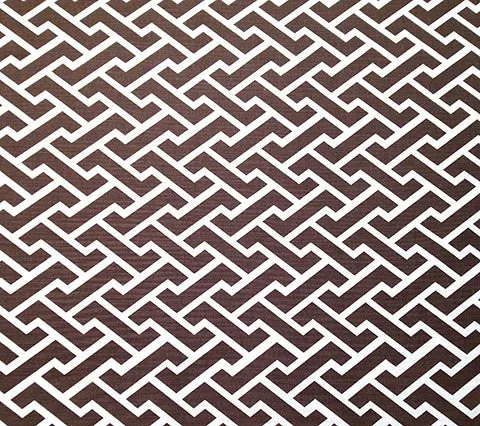 China Seas Fabric: Aga Reverse - Custom Brown on White Belgian Linen / Cotton
