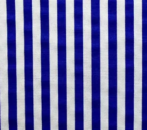 China Seas Fabric: Ann's Stripe - Custom Imperial Blue On White Belgian Linen/Cotton