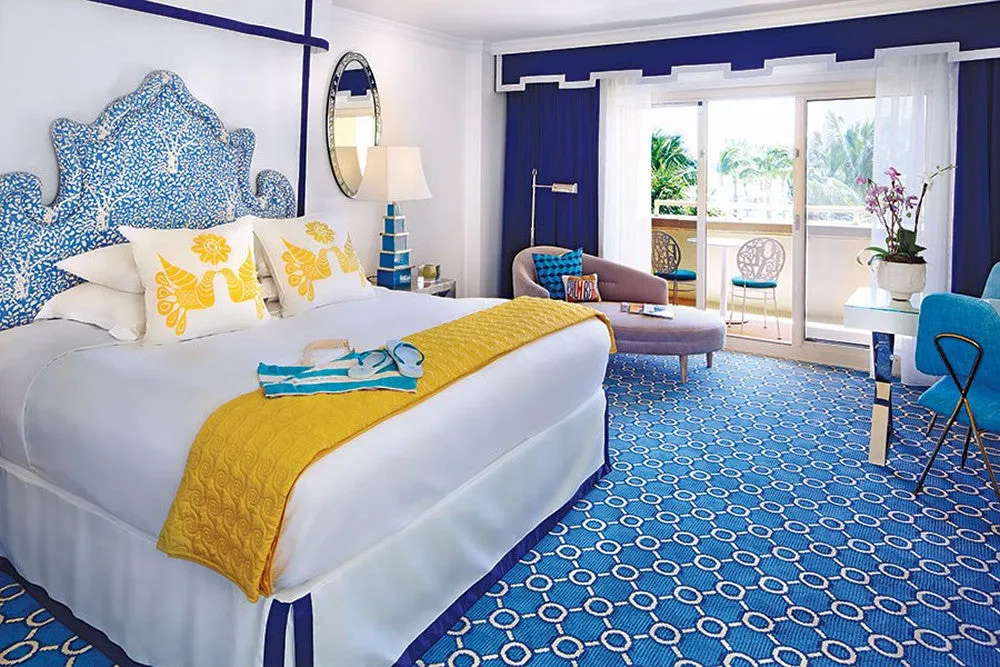 China Seas Fabric: Arbre de Matisse - Custom Windsor Blue on Tinted 100% Linen