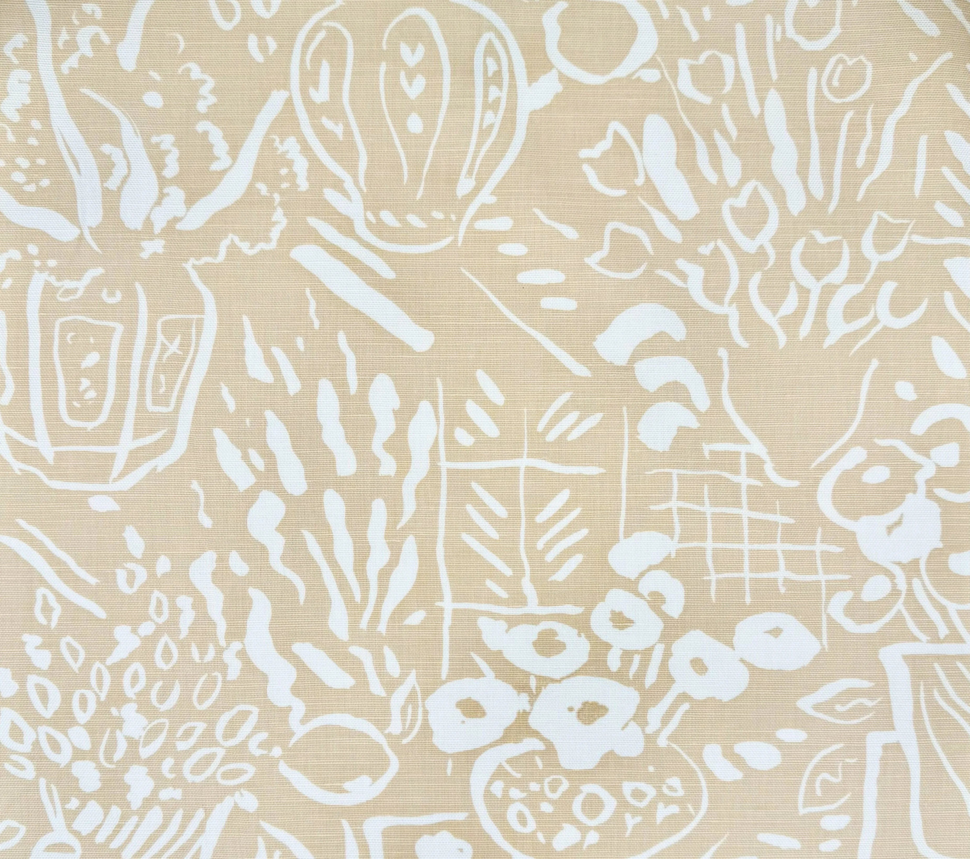 China Seas Fabric: Bonaire II - Custom White on Beige Belgian Linen / Cotton