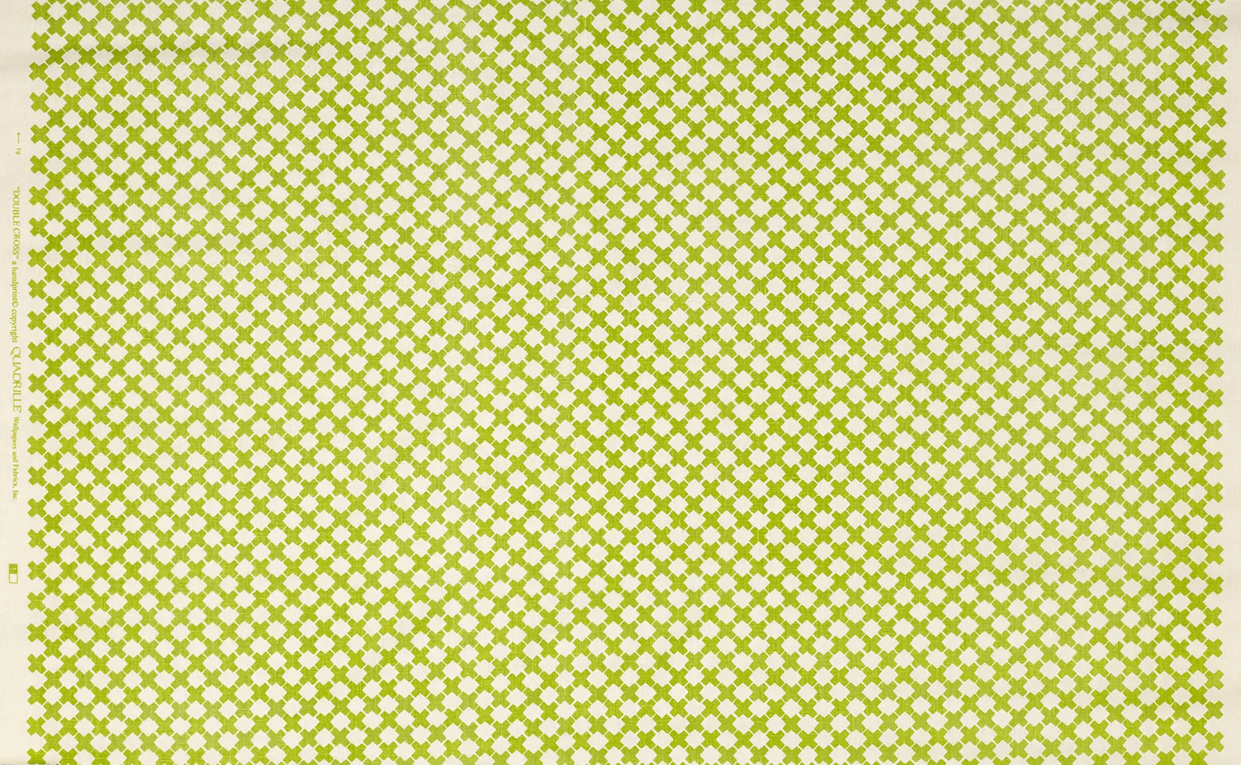 China Seas Fabric: Double Cross  One Color - Custom Jungle Green on Tinted Belgian Linen/Cotton