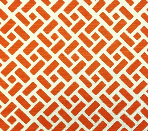 China Seas Fabric: Edo - Custom Orange on Tinted Belgian Linen / Cotton