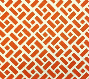 China Seas Fabric: Edo - Custom Orange on Tinted Belgian Linen / Cotton