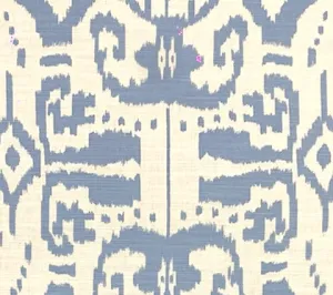 China Seas Fabric: Island Ikat - Custom Sky Blue on White Belgian Linen / Cotton