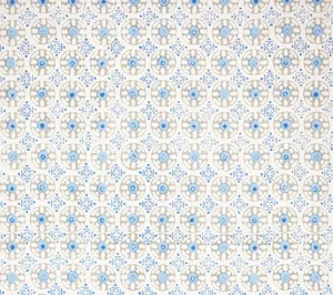 China Seas Fabric: Kediri Batik - Custom Silver Metallic / Blue on White Belgian Linen / Cotton