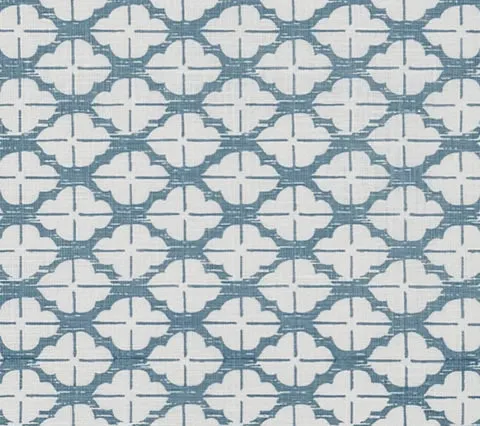 China Seas Fabric: Kyoto - Custom Cadet Blue on Tinted Belgian Linen/Cotton