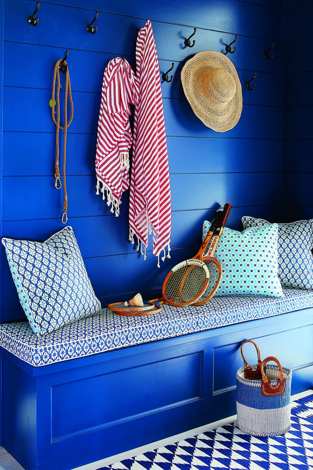 China Seas Fabric: Kyoto - Custom Cadet Blue on Tinted Belgian Linen/Cotton