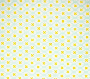 China Seas Fabric: Kyoto Two Color - Custom Turquoise / Yellow on White Belgian Linen / Cotton