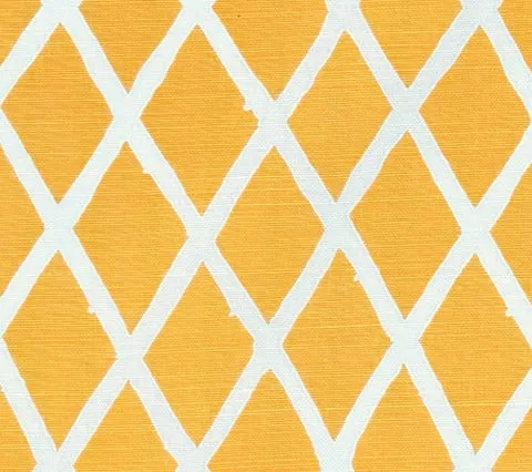 China Seas Fabric: Lyford Diamond Blotch - Custom Yellow on Tinted Belgian Linen / Cotton