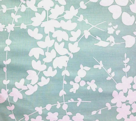 China Seas Fabric: Lysette Reverse - Custom Dark Aqua on White Belgian Linen / Cotton