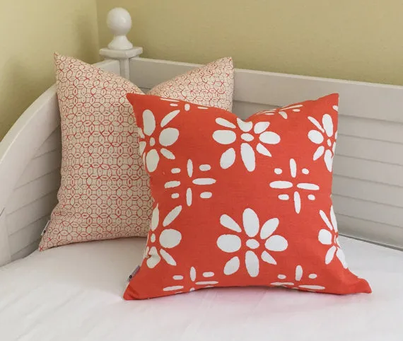 China Seas Fabric: Melong Batik - Custom Salmon on White Belgian Linen / Cotton