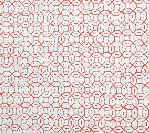 China Seas Fabric: Melong Batik - Custom Salmon on White Belgian Linen / Cotton
