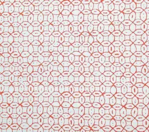 China Seas Fabric: Melong Batik - Custom Salmon on White Belgian Linen / Cotton
