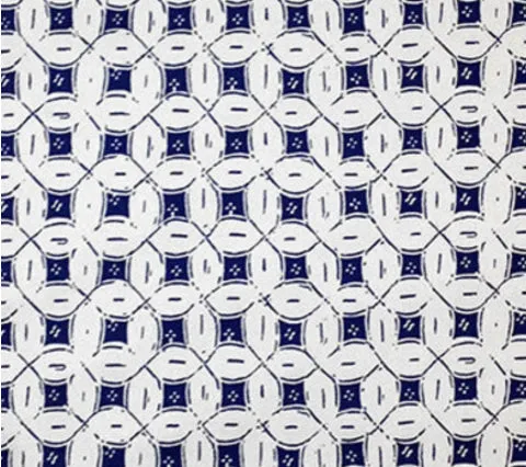 China Seas Fabric: Peacock Background Batik - Custom New Navy on White 100% Cotton