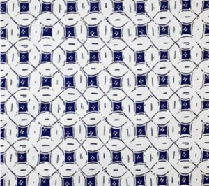 China Seas Fabric: Peacock Background Batik - Custom New Navy on White 100% Cotton