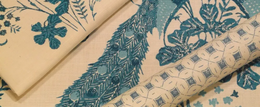 China Seas Fabric: Peacock Background Batik - Custom New Navy on White 100% Cotton