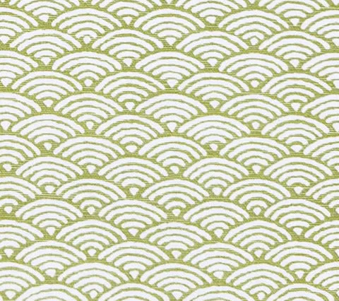 China Seas Fabric: Seto II - Custom Color / Ground Lime on Tinted Belgian Linen / Cotton