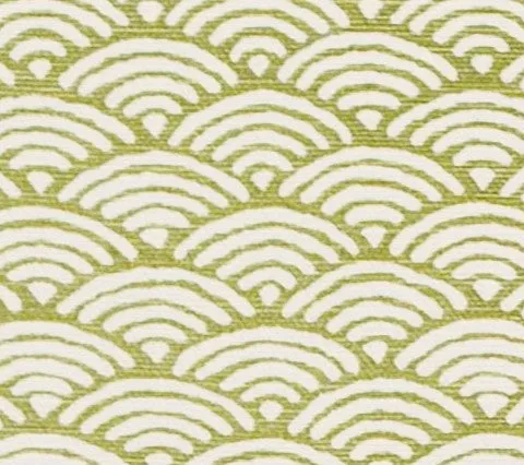 China Seas Fabric: Seto II - Custom Color / Ground Lime on Tinted Belgian Linen / Cotton