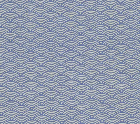 China Seas Fabric: Seto II - Custom French Blue on Tinted Belgian Linen / Cotton