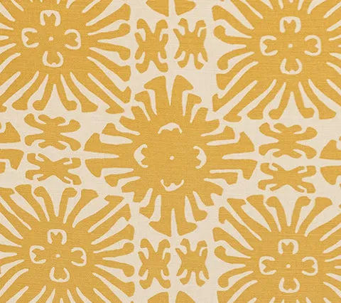 China Seas Fabric: Sigourney Small Scale - Custom Camel on Tinted Belgian Linen / Cotton