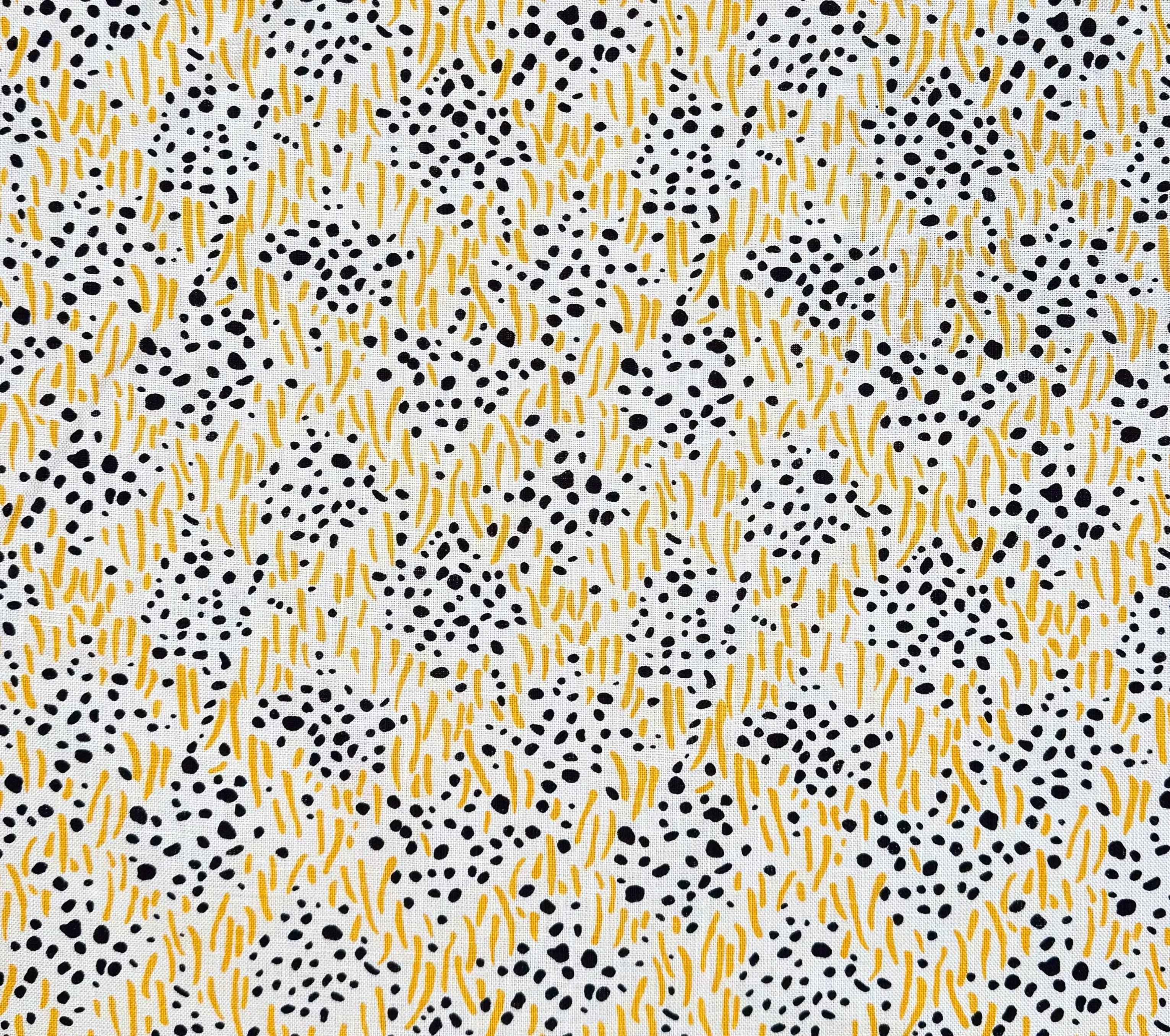 China Seas Fabric: Trilby - Custom Charcoal Dots / Gold on Tan Linen