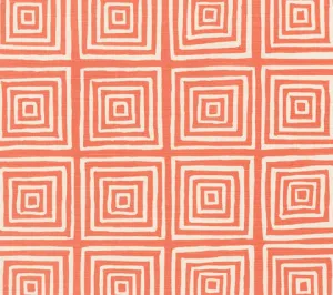 China Seas Fabric: Ziggurat Reverse - Custom New Shrimp on Tinted Belgian Linen / Cotton