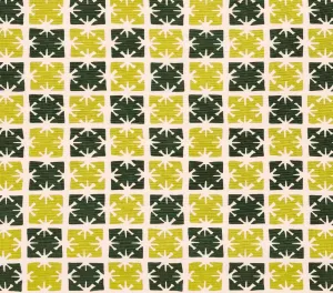 China Seas Print: Georgia Small Scale - Custom Lime / Forest Green on Tinted Belgian L:inen / Cotton